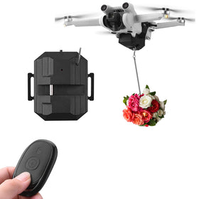 Generic Airdrop System on DJI Mini 4 Pro ready to drop a gift mid-flight.