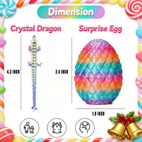 Generic articulated dragon inside egg demonstrates flexible joints for tactile play.