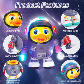 Generic astronaut duck side-to-side movement supports gross motor exploration
