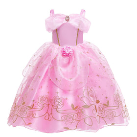Generic Aurora Princess dress back view shows graceful lines and fit for all-day pretend play