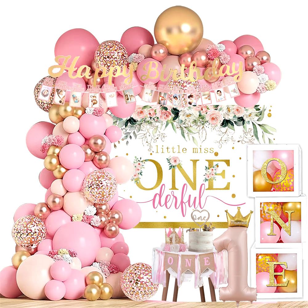 Generic Baby Girl 1st Birthday Balloon Boxes for quick, festive setup