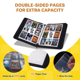 Generic Baseball Card Binder 990-pocket capacity fits MTG, TCG, and sports cards.