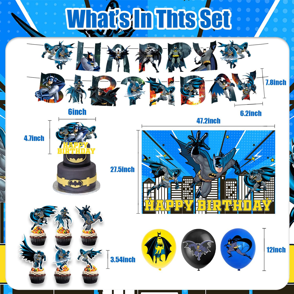 Generic Batman blackdrop offers a photo-ready backdrop for party moments