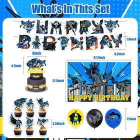 Generic Batman blackdrop offers a photo-ready backdrop for party moments