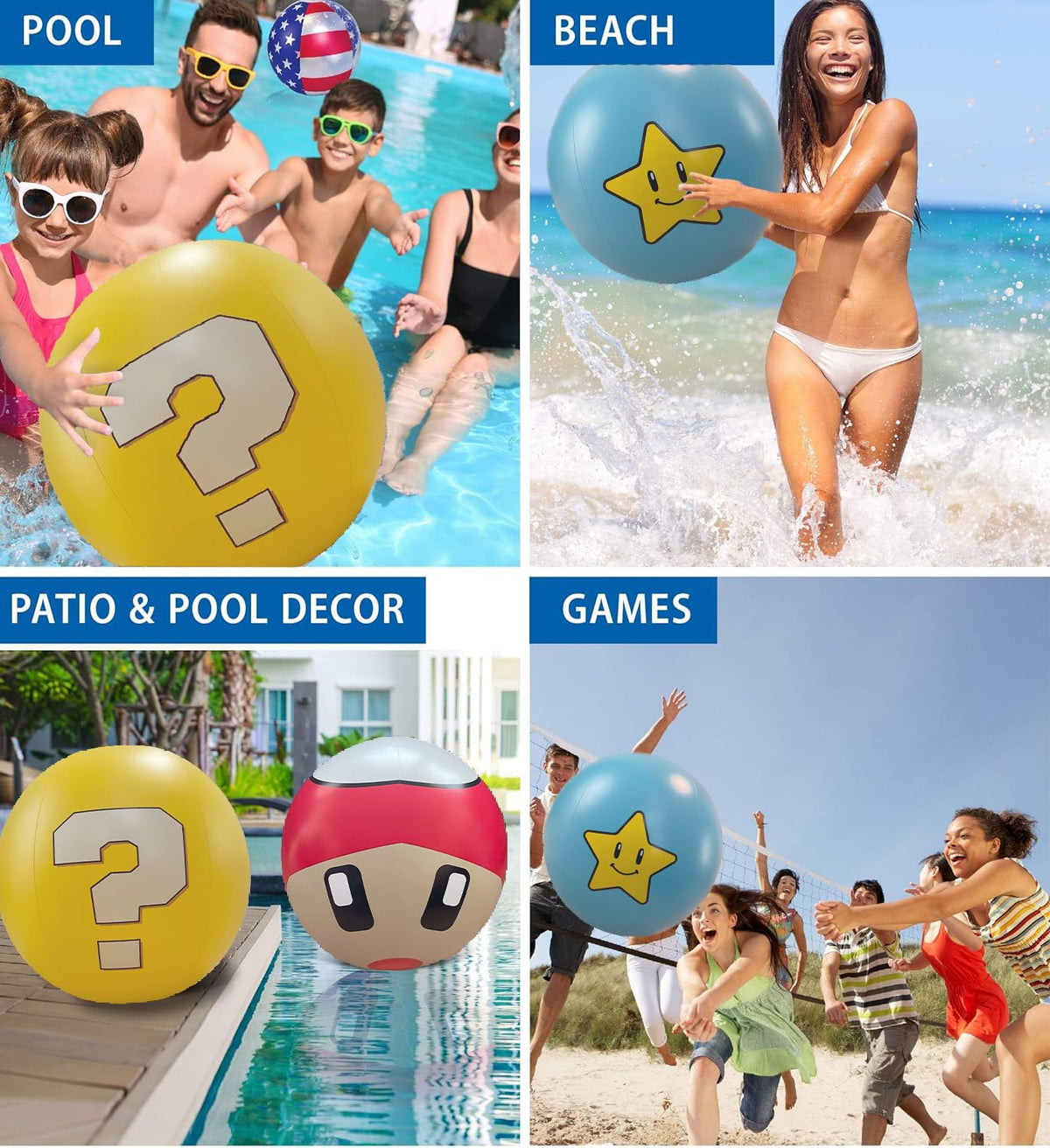 Generic inflatable beach ball for indoor and outdoor play and decor