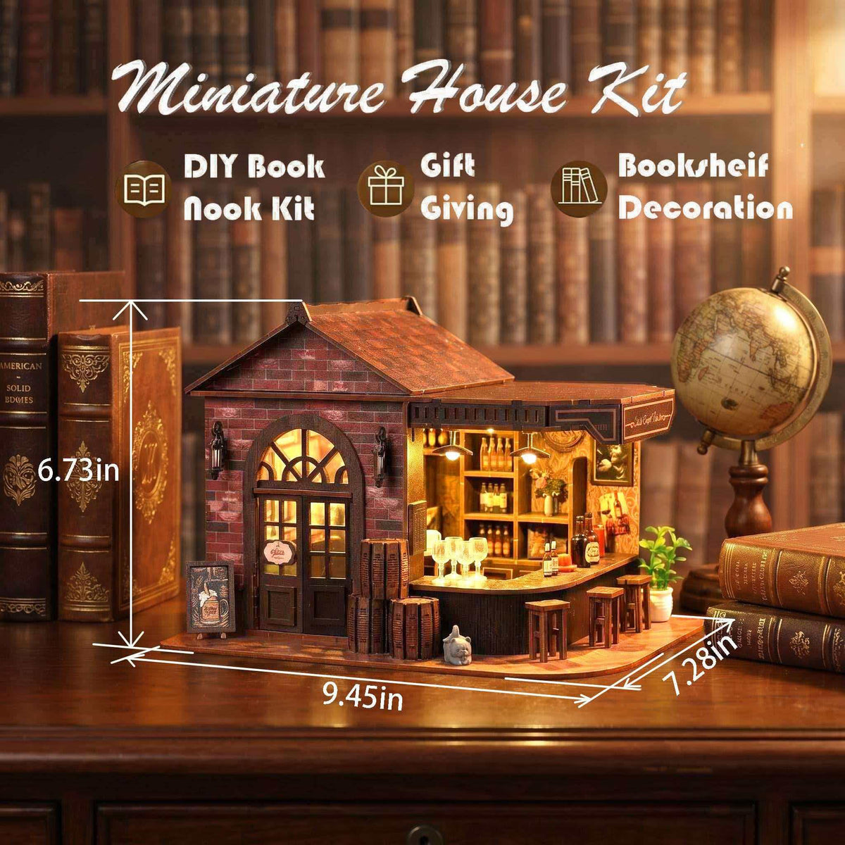 Generic Book Nook Kit interior bar area emphasizes compact craftsmanship for desk decor
