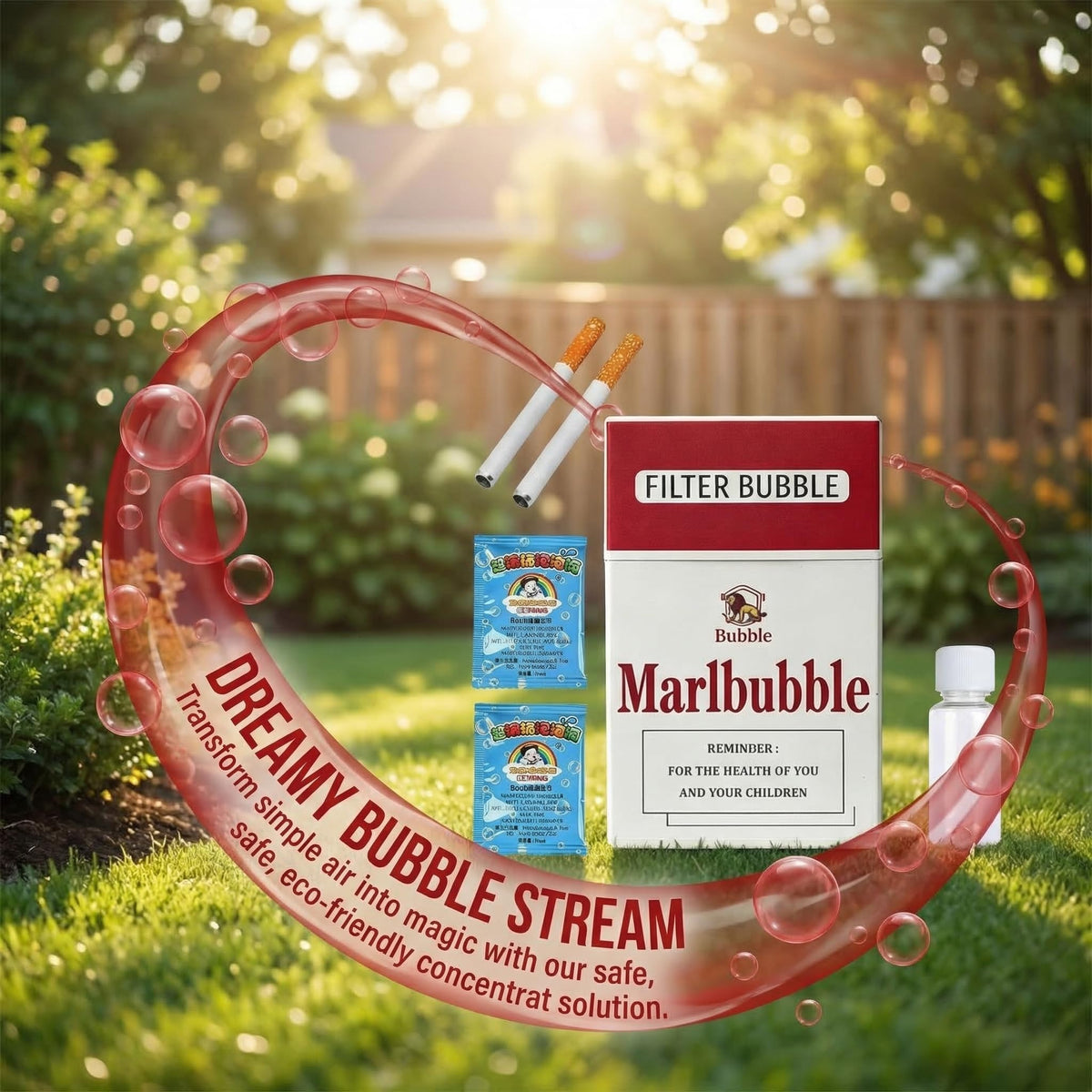 Generic Bubble Water empty bottle included for easy refills during play