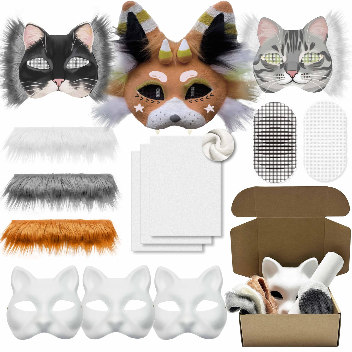 Generic Cat Mask Kit front view for DIY cosplay and party looks