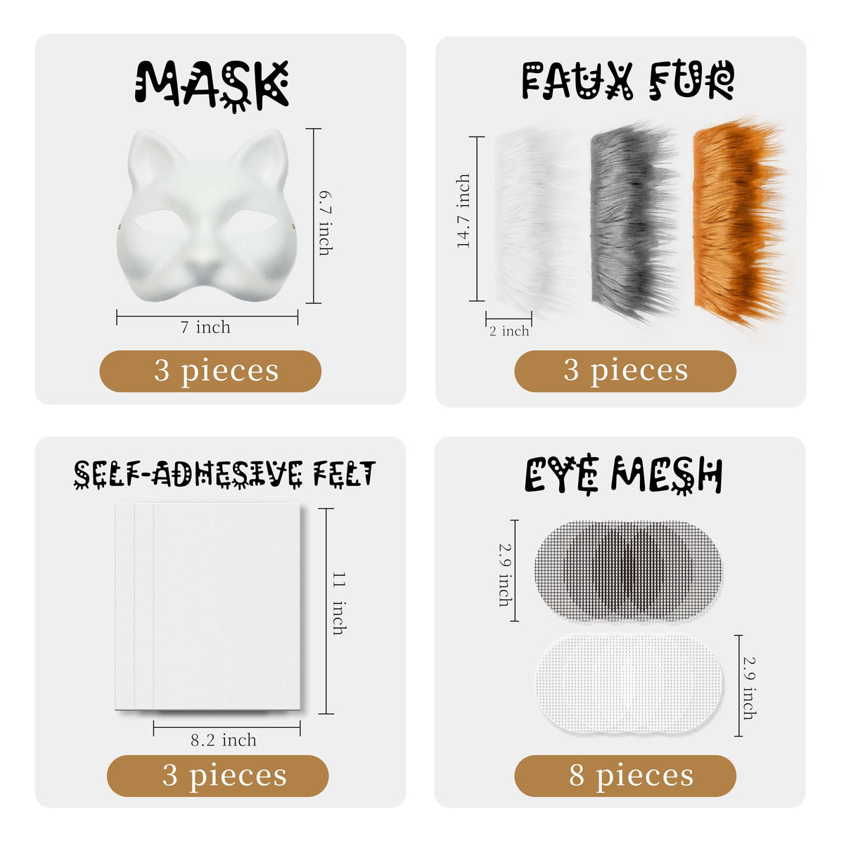 Generic Cat Mask Kit fur detail highlights plush texture for comfortable wear
