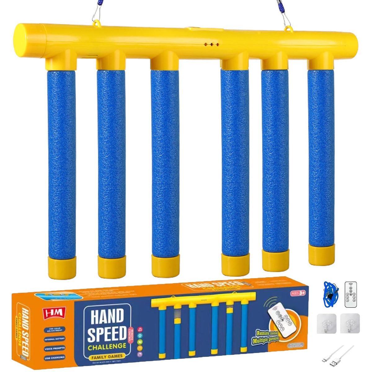 Generic Catching Sticks Game blue assembly demonstrates quick setup for rapid reaction training