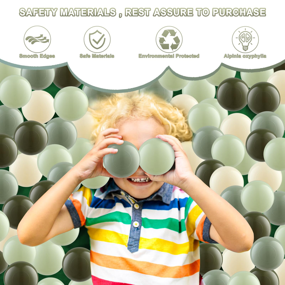 Generic Clear Ball Pit Balls olive close-up showing 2.15-inch size for easy grasp.