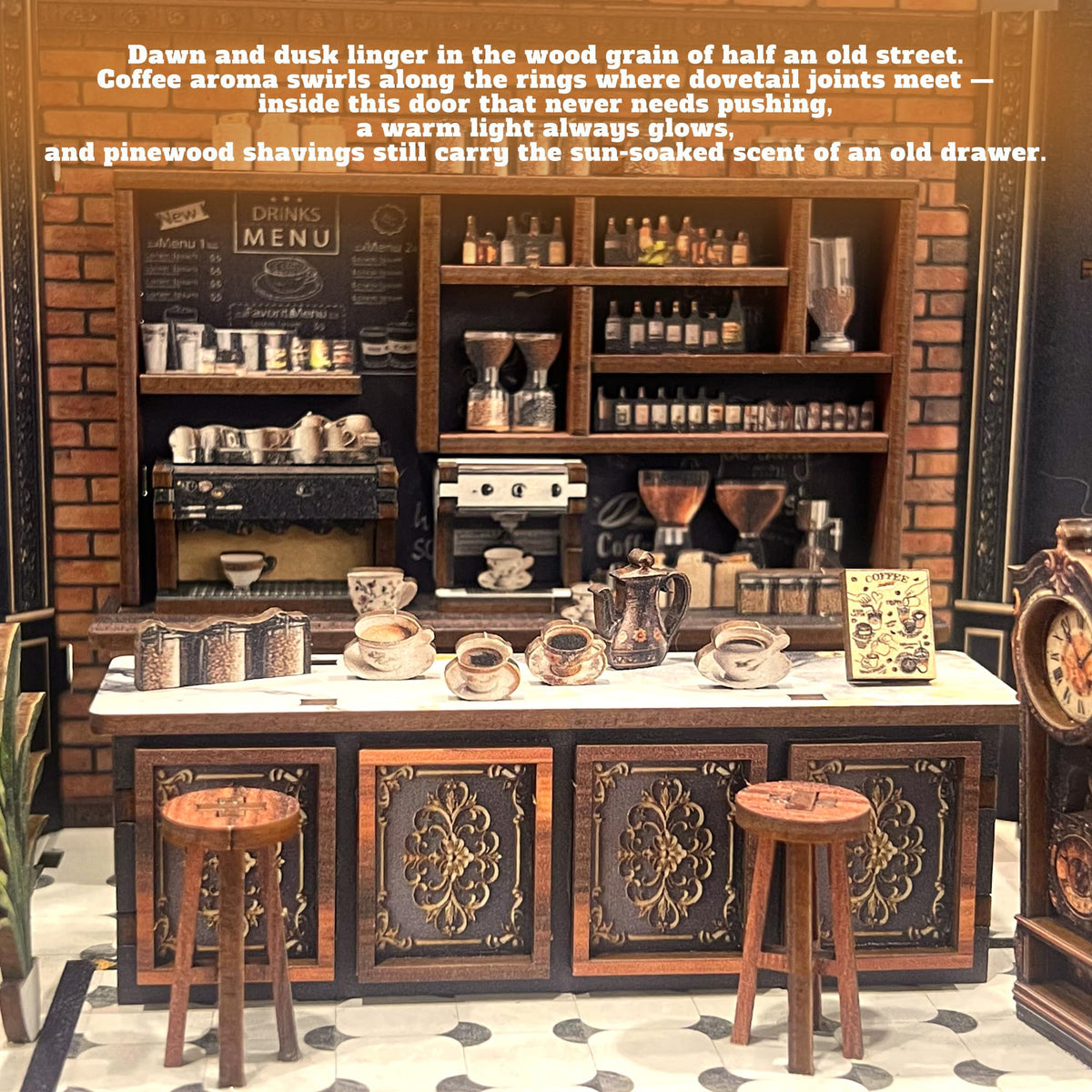 Generic Coffee Shop Book Nook Kit assembly manual page with step by step guidance