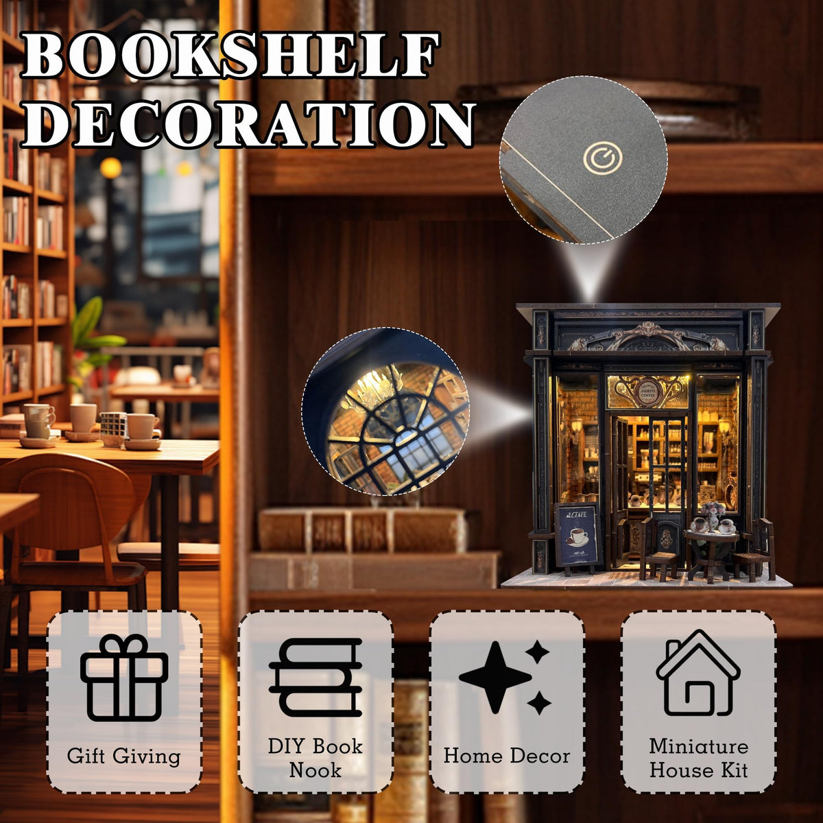 Generic Coffee Shop Book Nook Kit close up of wood pieces with precise cuts