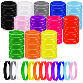 Generic colorful silicone wristbands in twelve colors for daily wear.