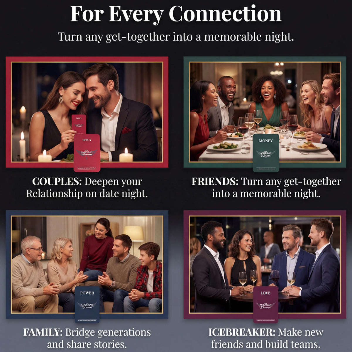 Generic Conversation Starter Cards emotional-connection prompts encourage honest sharing.