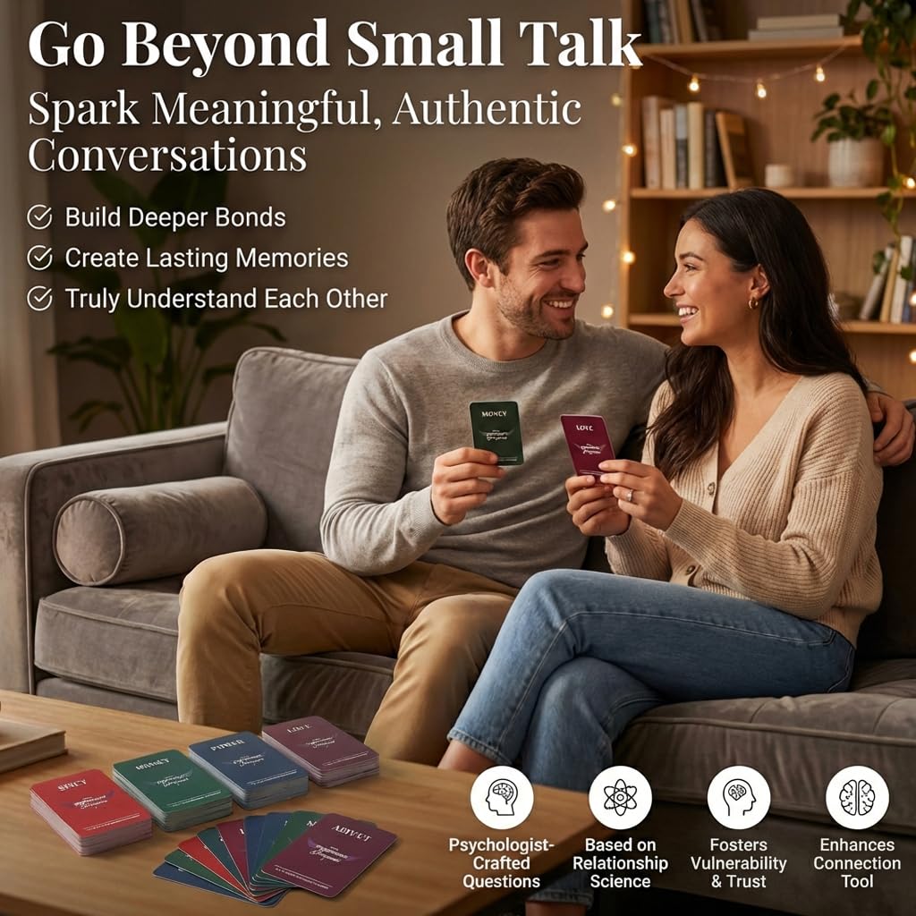 Generic Conversation Starter Cards psychology-based prompts fuel thoughtful dialogue.