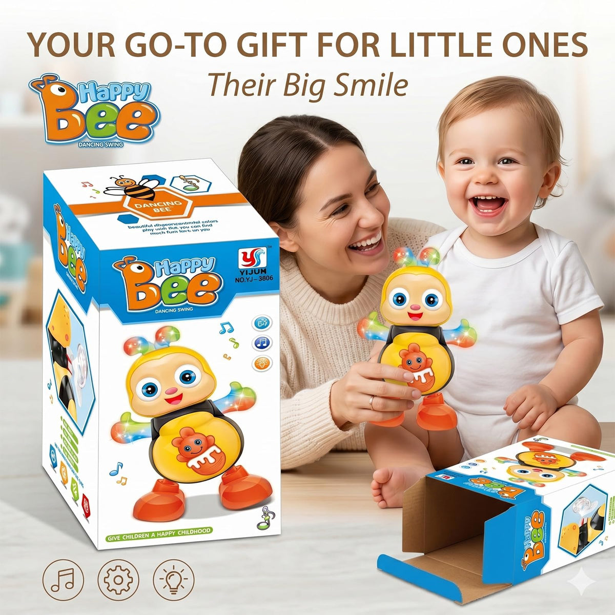 Generic Dancing Bee Toy's soft wings invite tiny hands to grasp and explore.