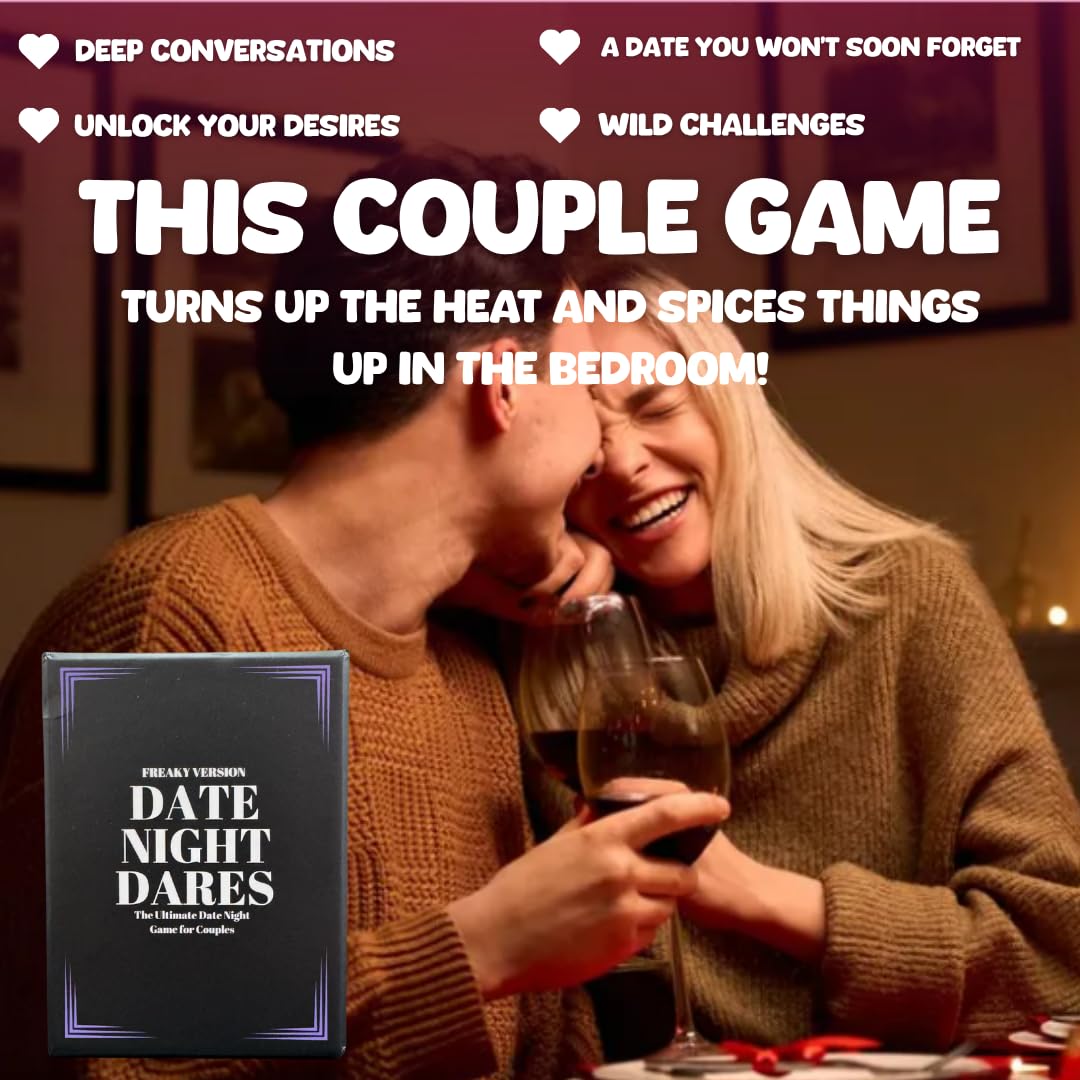 Generic Date Night Dares drink-if card close-up inviting playful secrets for couples.