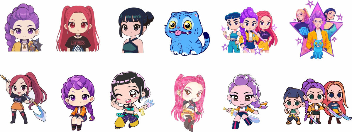 Generic Demon Movie Hunters stickers close-up, removable vinyl for laptops