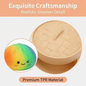 Generic Desk-Friendly Rainbow Dumpling Squishy rests on workspace for quick resets
