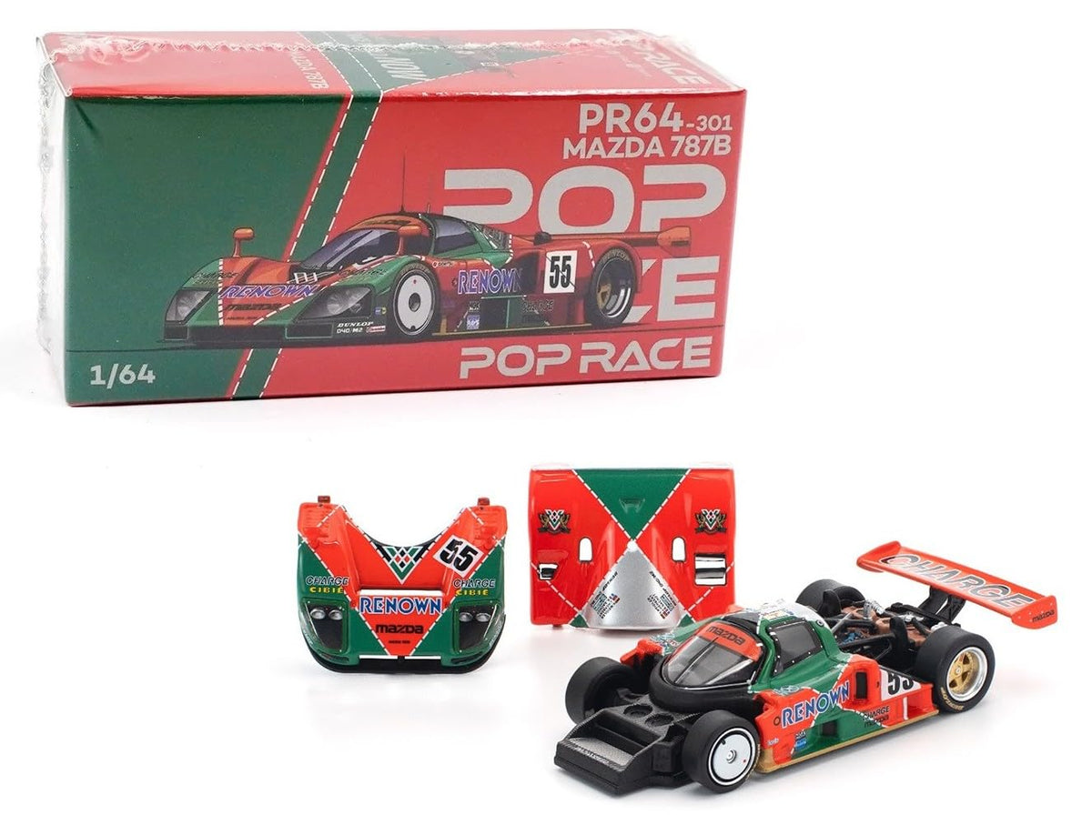 Generic Mazda 787B diecast model front view highlights detailed exterior for display.