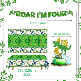 Generic Dinosaur 4th seven inch plates with Rex elements for kid meals