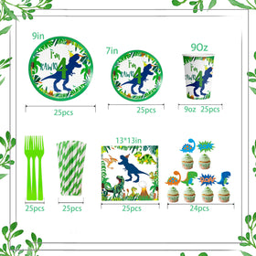 Generic Dinosaur 4th nine inch plates with bold Rex motif for serving