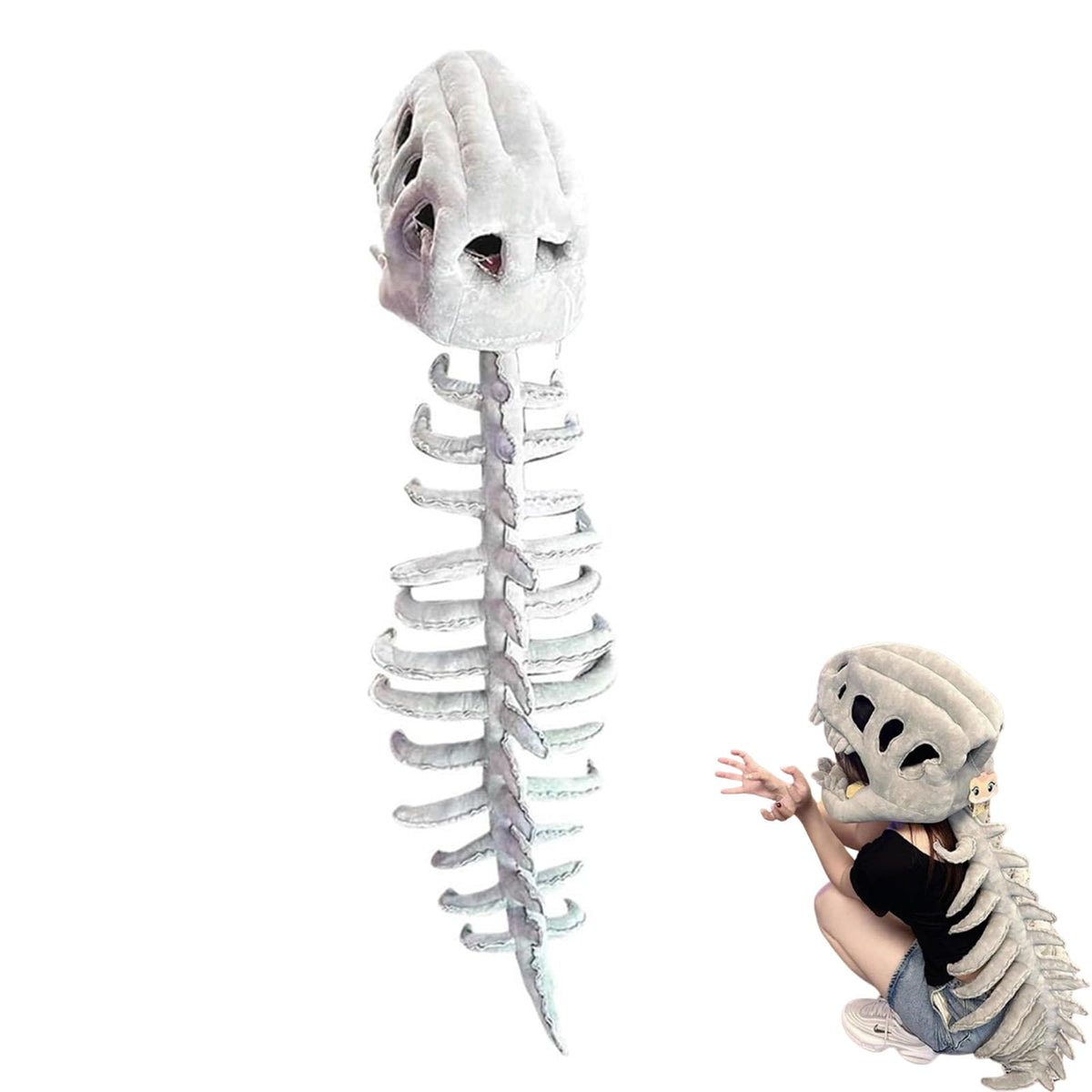 Generic Dinosaur Costume with 3D skeleton print for authentic Halloween flair