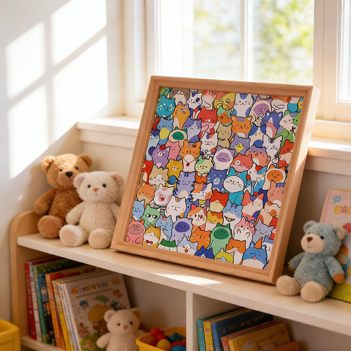 Generic DIY Cat Puzzle Frame showing cats illustration to spark coloring sessions.
