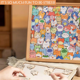 Generic DIY Cat Puzzle Frame close-up highlighting sturdy wood frame detail.