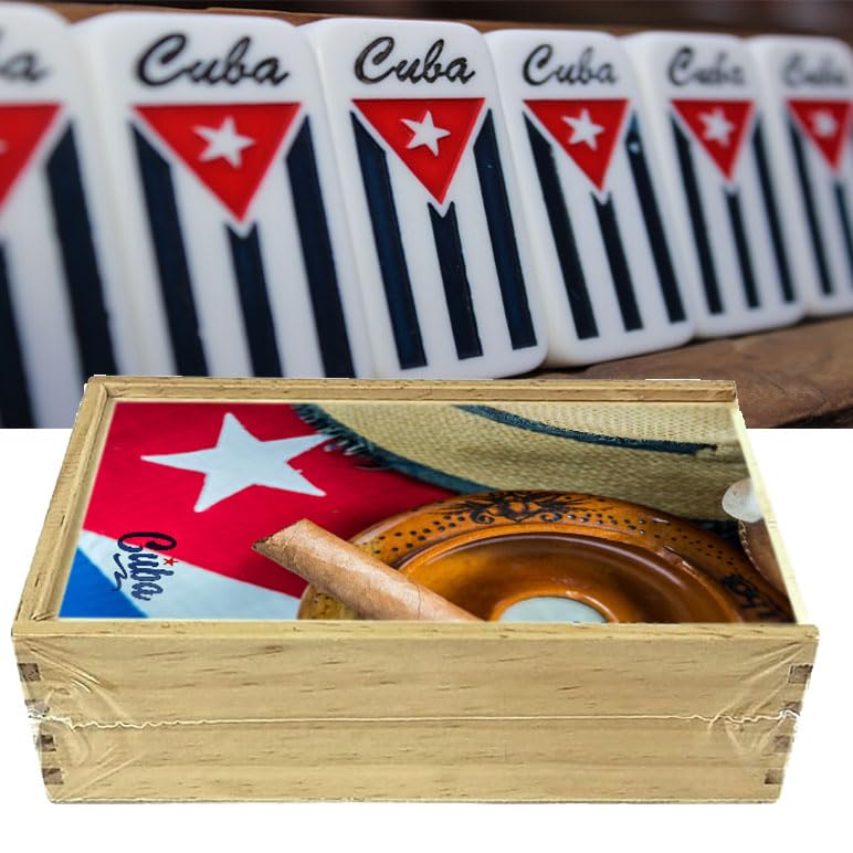 Generic Domino Cubano Doble Nueve back shows Cuban flag for stylish collection