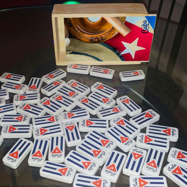 Generic Domino Cubano Doble Nueve Cuban flag back design adds distinctive flair