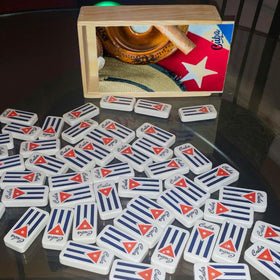 Generic Domino Cubano Doble Nueve Cuban flag back design adds distinctive flair