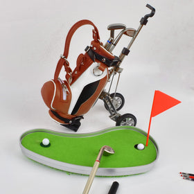 Generic dual-purpose golf pen holder front view for desk decor.