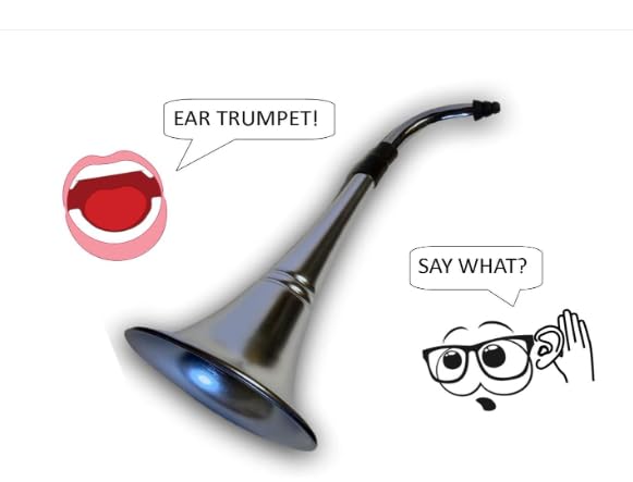 Generic Ear Trumpet Horn on shelf display showcases quirky conversation starter.