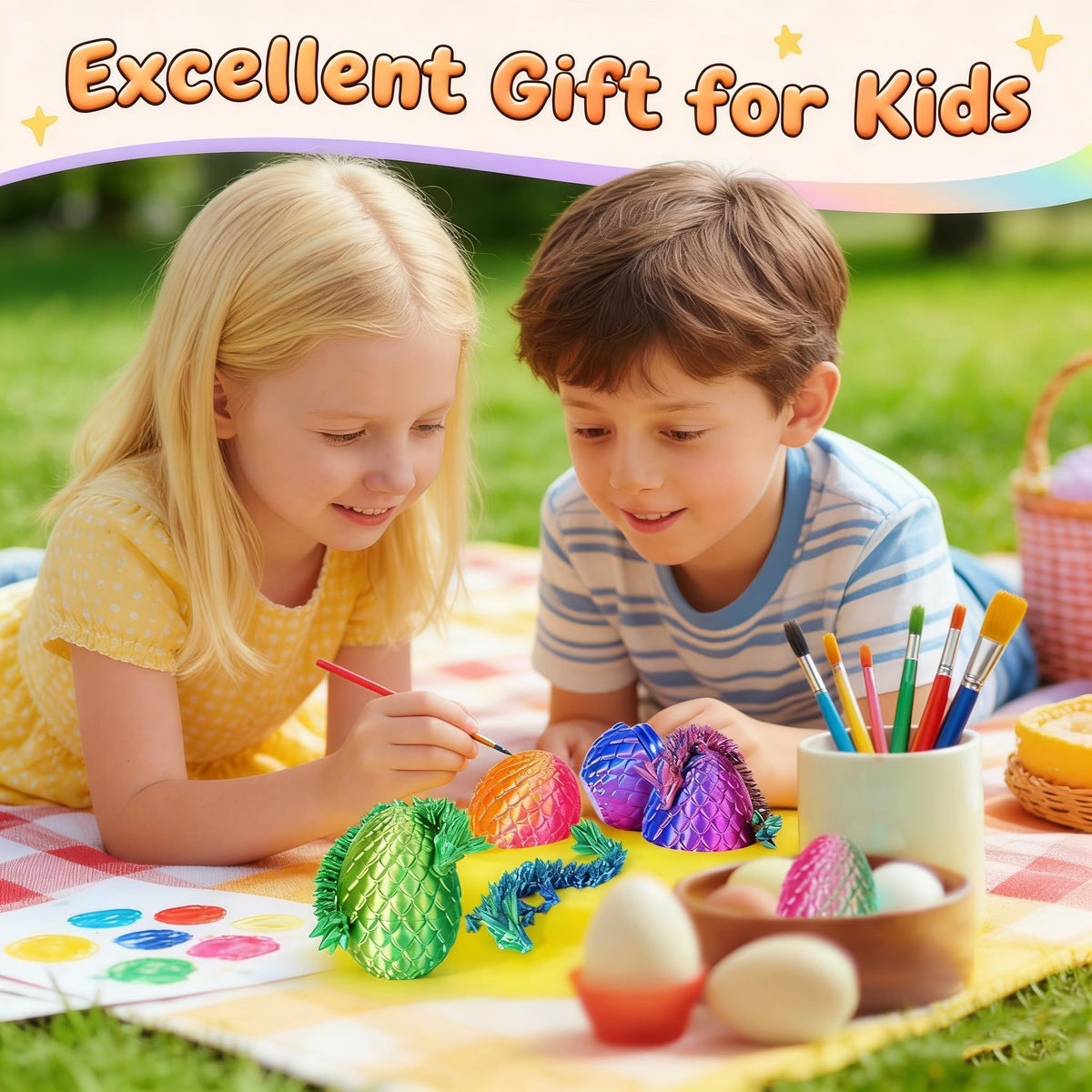 Generic Easter basket dragon eggs delight kids and collectors alike.