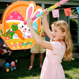 Generic Easter bunny pattern decor enhances themed ambiance for spring parties.