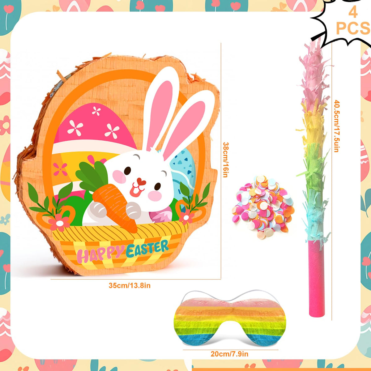 Generic Easter Pinata eye mask decor adds playful concealment for party games.