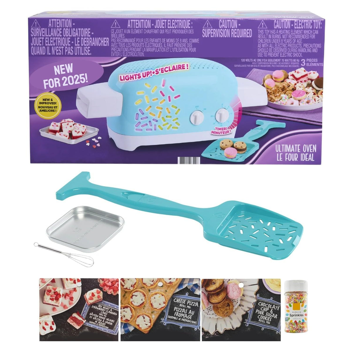 Generic Easy to Bake Oven Bundle with the oven door open, kid-friendly home baking.