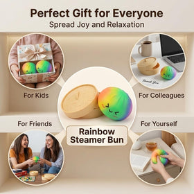 Generic Rainbow Dumpling Squishy close-up reveals ultra-soft TPR texture for satisfying squeezes