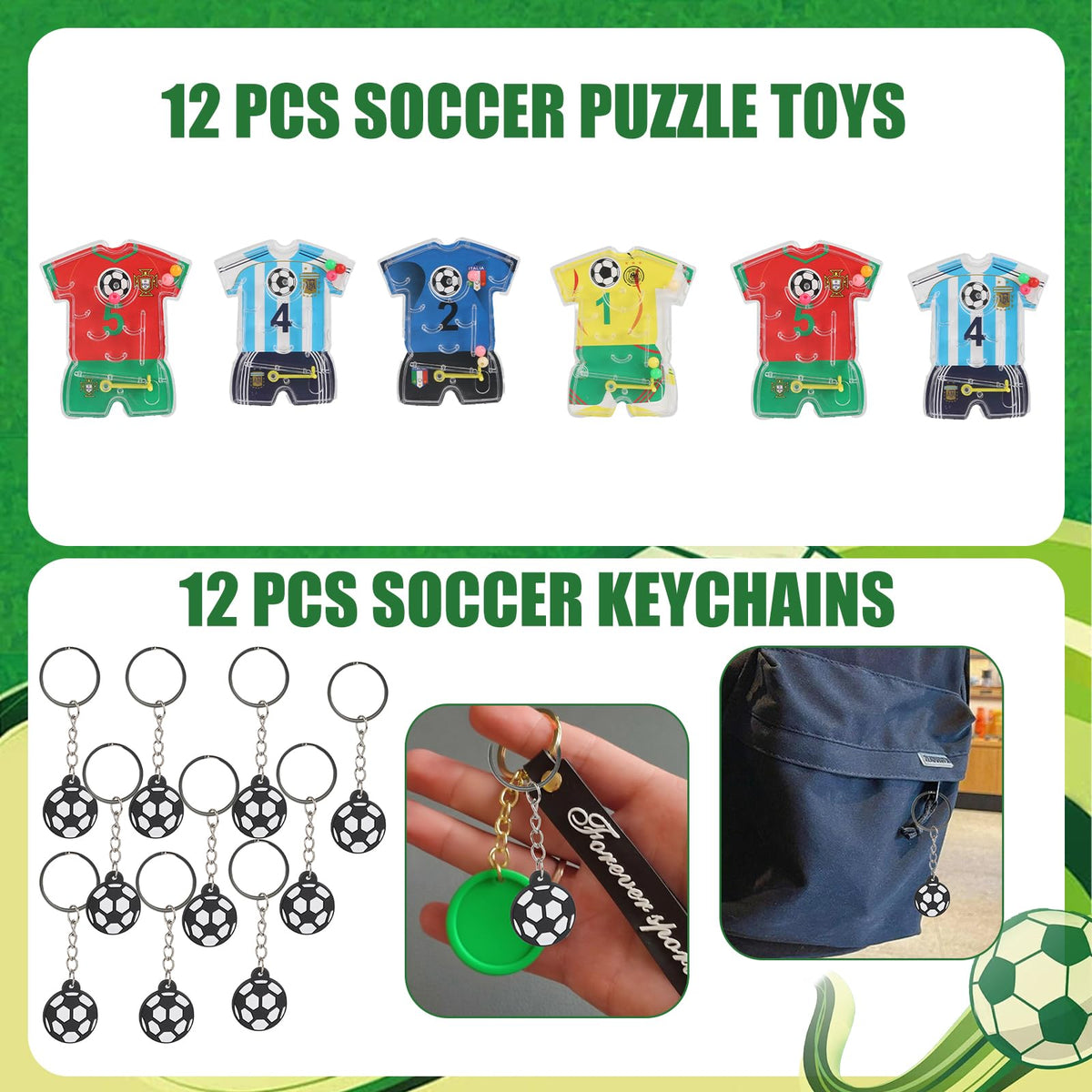 Generic football straw and keychain highlighting portable party accessories