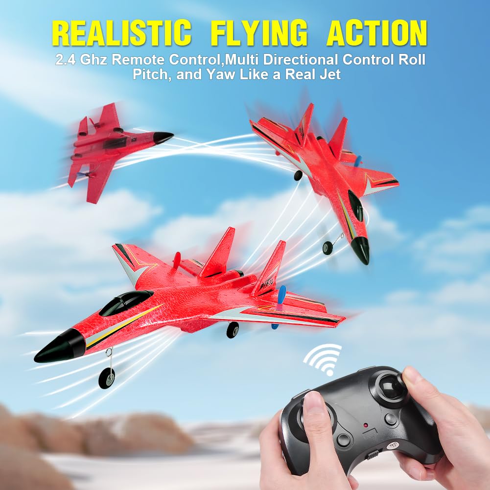 Generic Fremego Su-27 RC airplane remote controller showing 2.4GHz link.