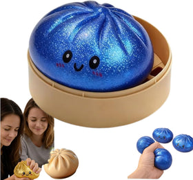 Generic Glitter Dumpling blue bao with smile for desk decoration and stress relief