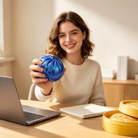 Portable 3.35 inch Glitter Dumpling fits easily in hand for on the go