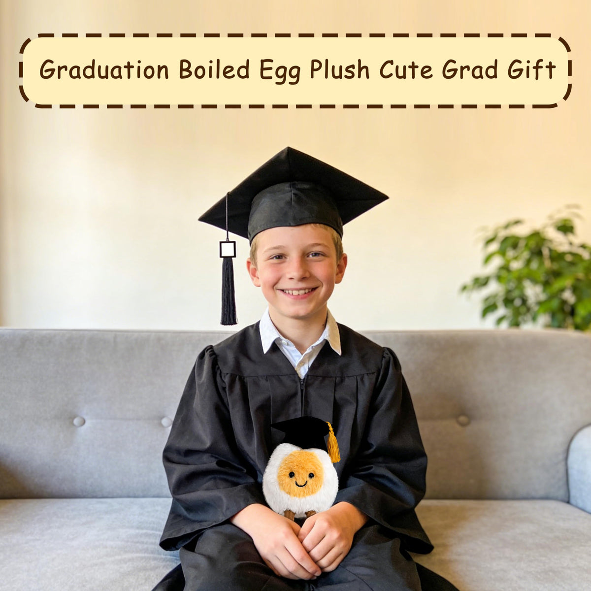 Generic Graduation Boiled Egg Plush companion, a comforting buddy for kids and adults.