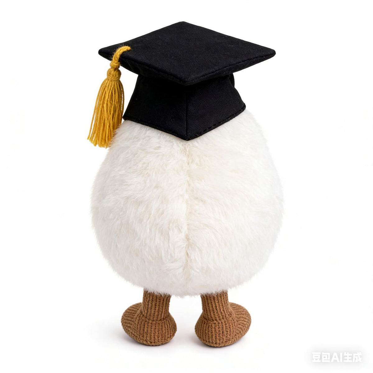 Generic Graduation Boiled Egg Plush face, smiling yolk adds charm to shelves.