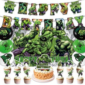 Generic Hulk birthday banner enhances Hulk-themed party decor