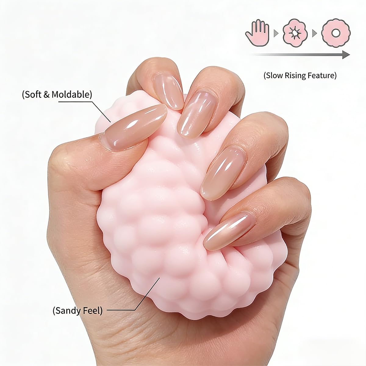 Generic ice-skin texture stress ball delivers slow rebound and calm touch.