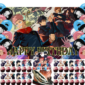 Generic Jujutsu Kaisen birthday backdrop for vibrant party photos