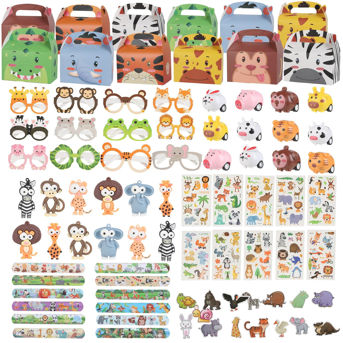 Generic jungle safari party favors glasses show colorful animal styles for kids' party fun